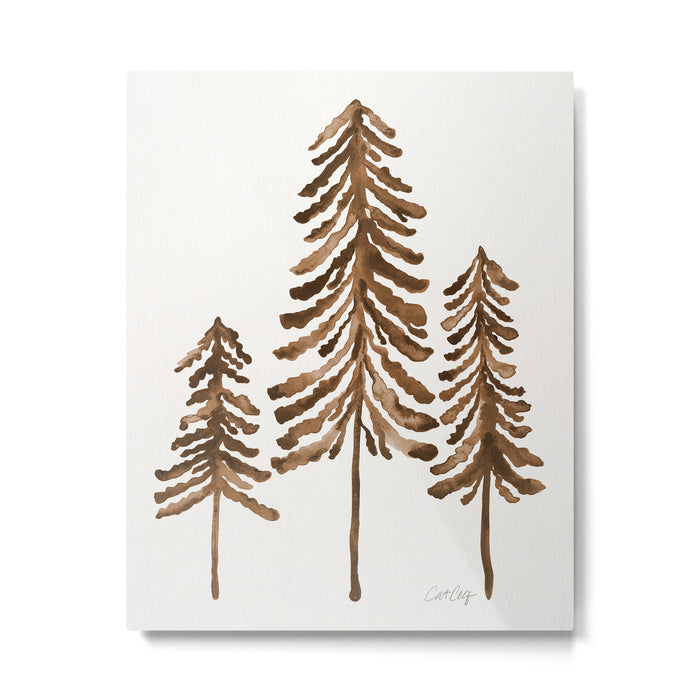 Pine Trees - Sepia Palette Metal Print Gallery Image 1
