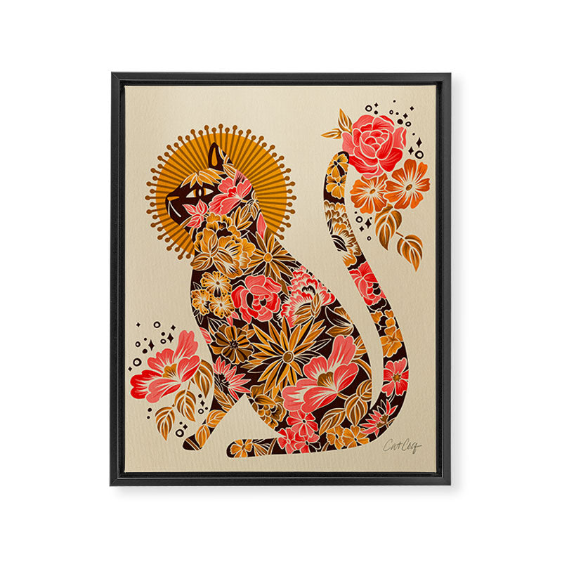 Porcelain Cat - 70s Palette Framed Canvas Print Gallery Image 8