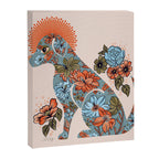Porcelain Floral Dog - Blue & Coral Canvas Print Gallery Image 8