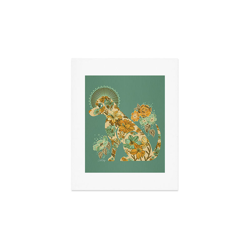 Porcelain Floral Dog - Mint & Ochre Art Print Gallery Image 1