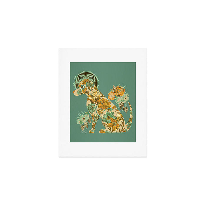 Porcelain Floral Dog - Mint & Ochre Art Print Gallery Image 1
