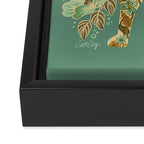 Porcelain Floral Dog - Mint & Ochre Framed Canvas Print Gallery Image 3