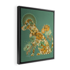 Porcelain Floral Dog - Mint & Ochre Framed Canvas Print Gallery Image 2