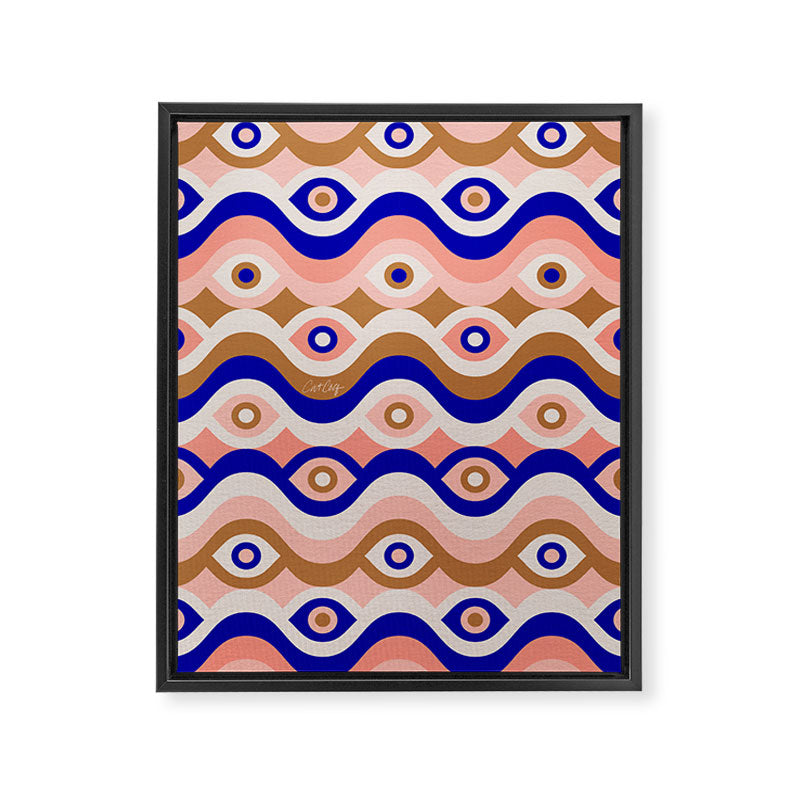 Psychedelic Eye Melt - Blue & Pink Framed Canvas Print Gallery Image 8