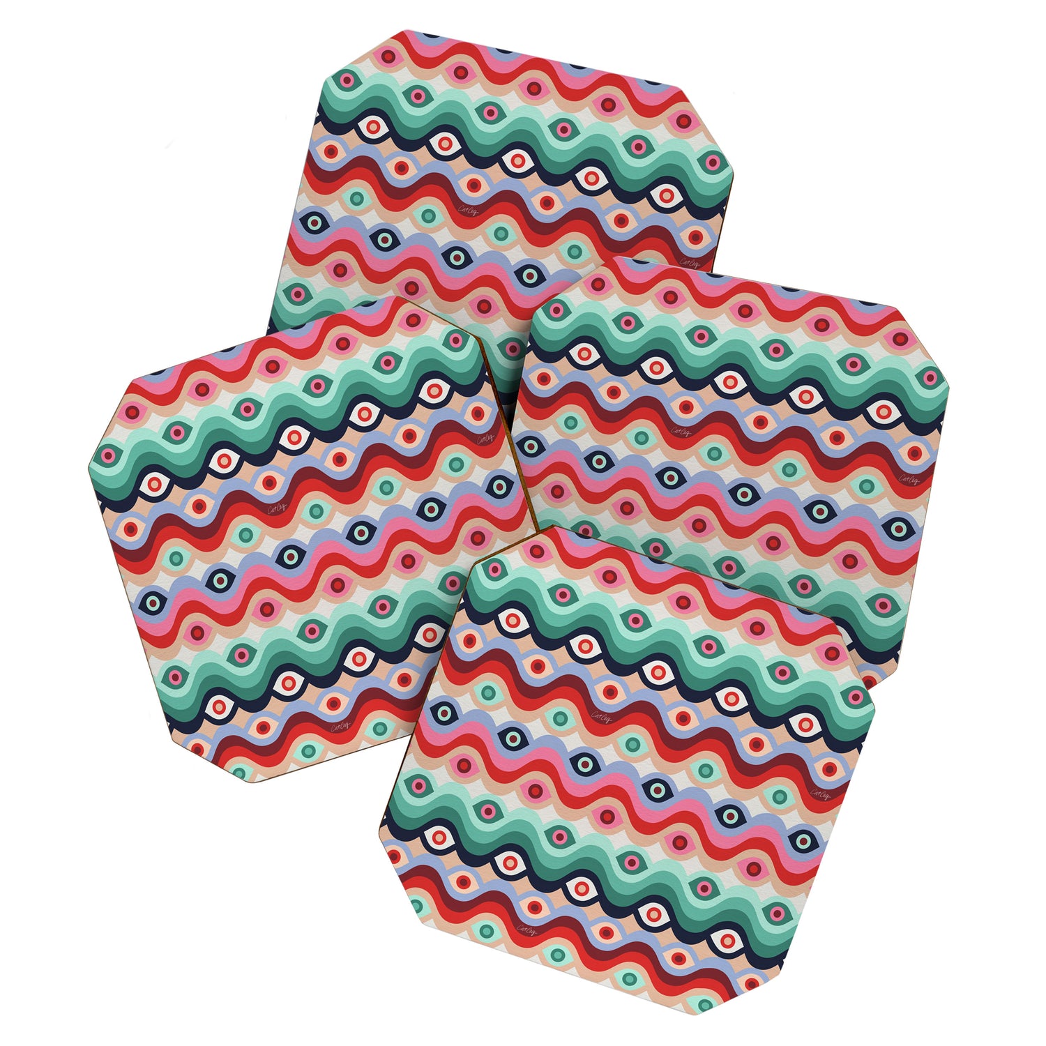 Psychedelic Eye Melt - Mint & Pink Coaster Gallery Image 1