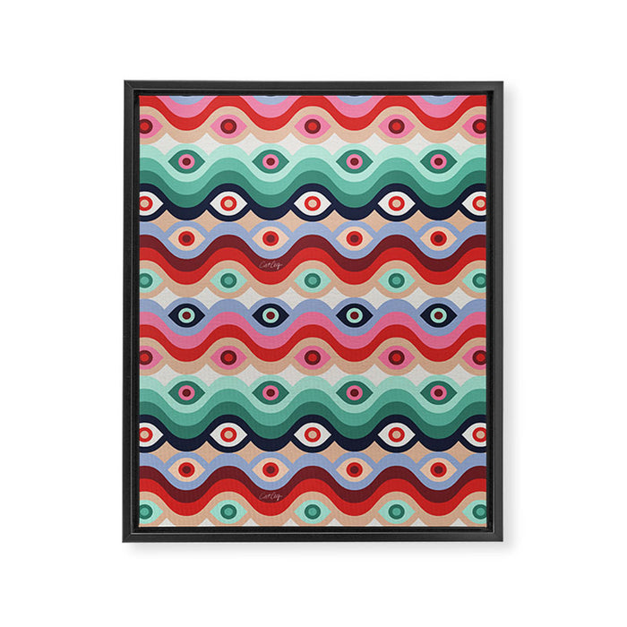 Psychedelic Eye Melt - Mint & Pink Framed Canvas Print Gallery Image 1