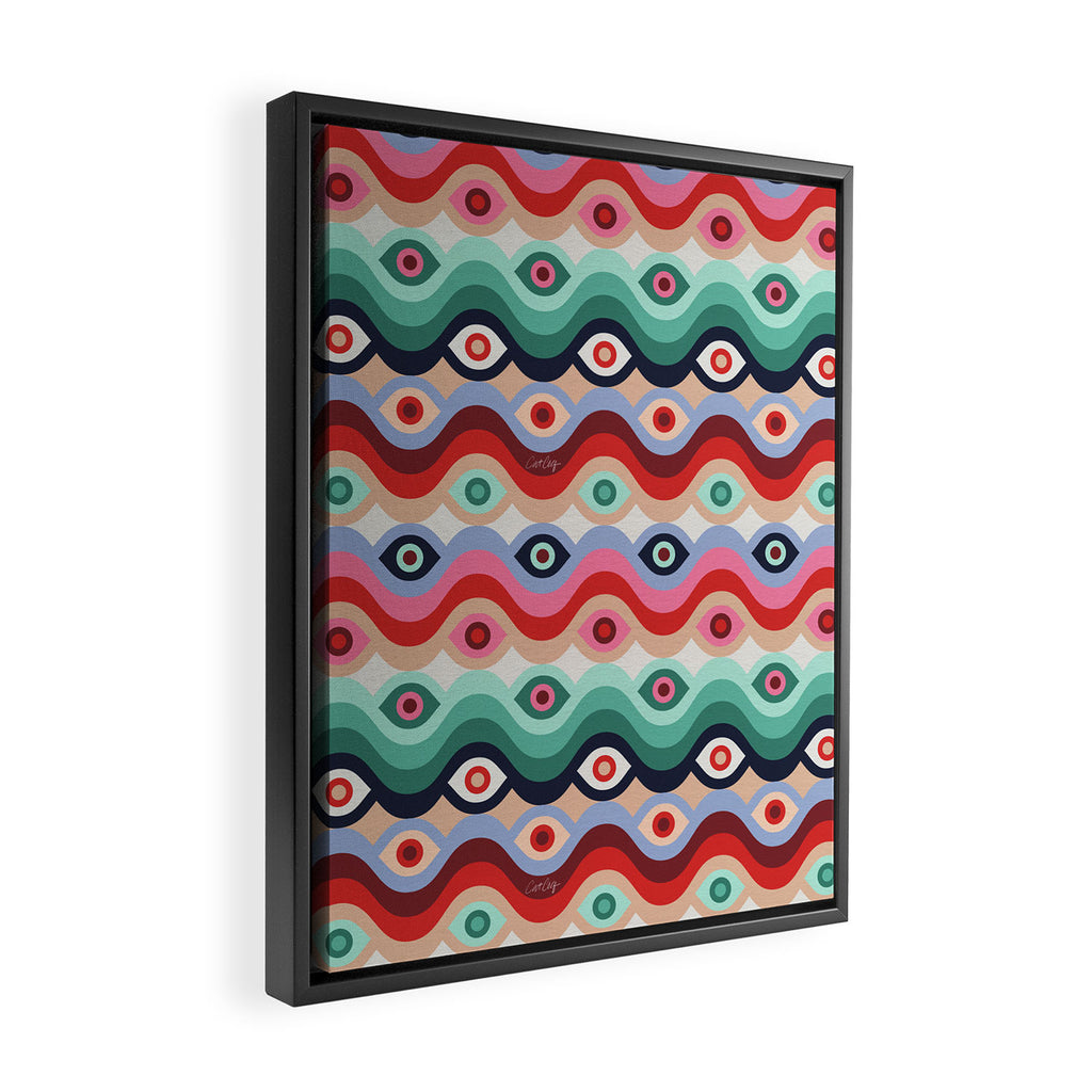 Psychedelic Eye Melt - Mint & Pink Framed Canvas Print Gallery Image 2