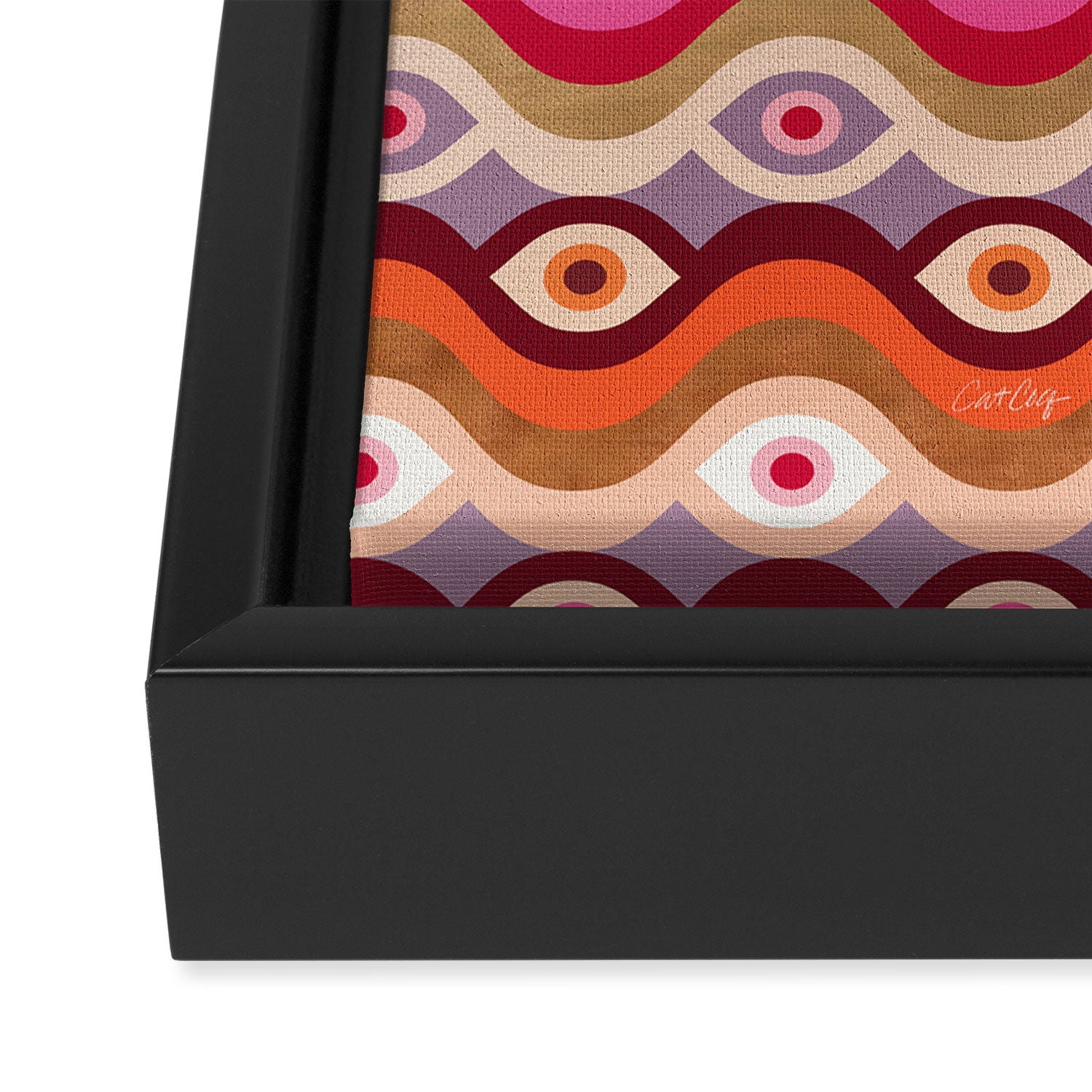 Psychedelic Eye Melt - Pink & Bronze Framed Canvas Print Gallery Image 3