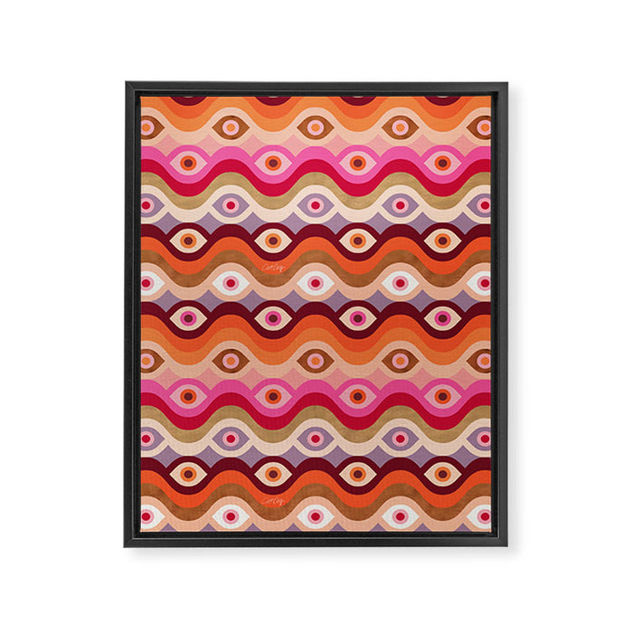 Psychedelic Eye Melt - Pink & Bronze Framed Canvas Print Gallery Image 1
