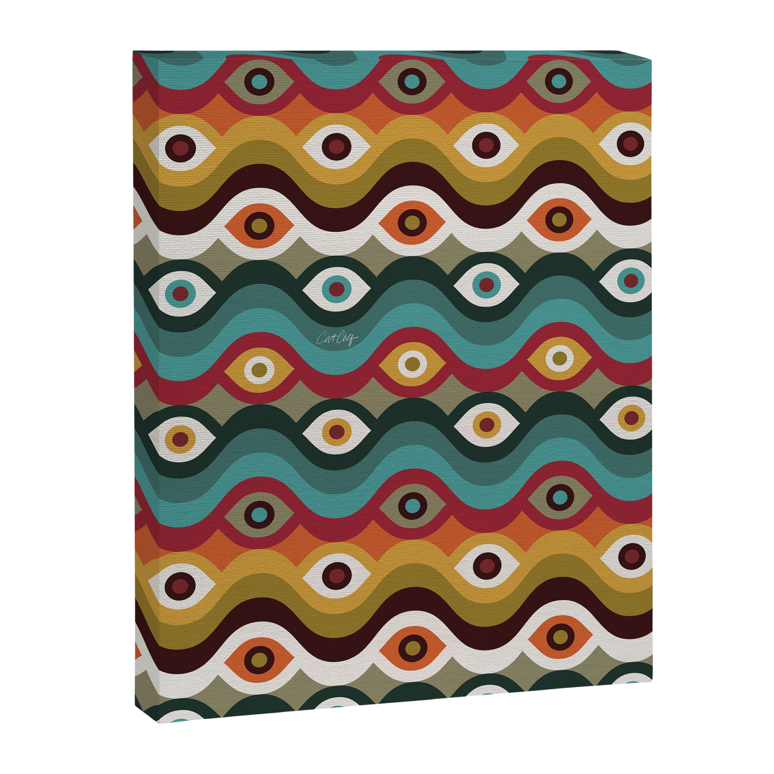 Psychedelic Eye Melt - Teal & Crimson Canvas Print Gallery Image 8