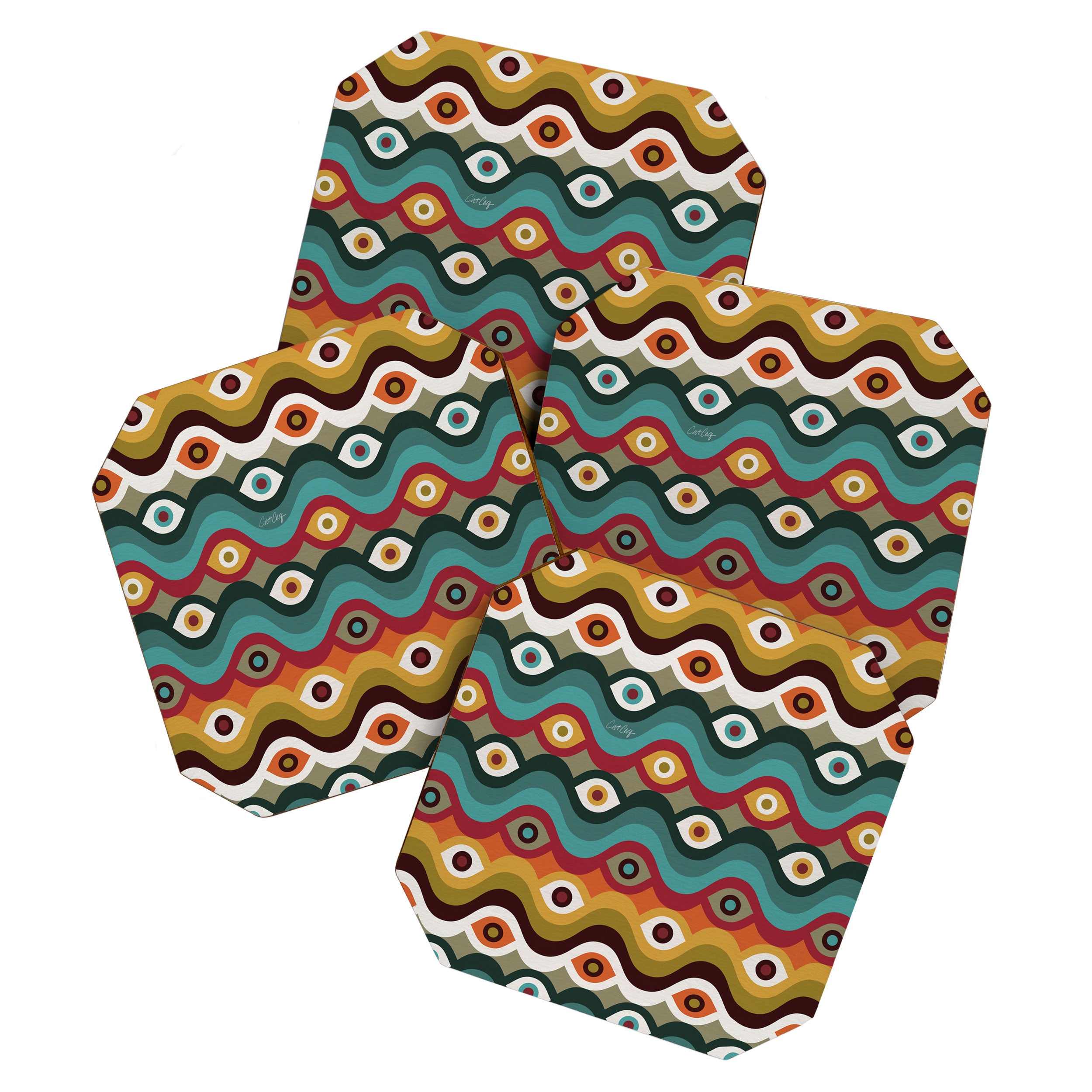 Psychedelic Eye Melt - Teal & Crimson Coaster Gallery Image 1