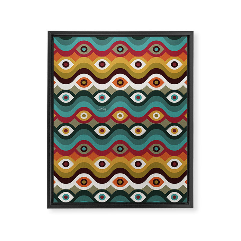 Psychedelic Eye Melt - Teal & Crimson Framed Canvas Print Gallery Image 8