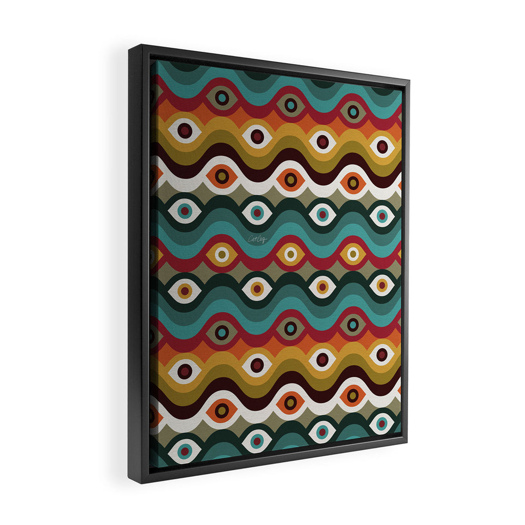 Psychedelic Eye Melt - Teal & Crimson Framed Canvas Print Gallery Image 2