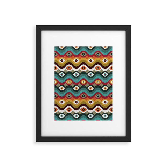 Psychedelic Eye Melt - Teal & Crimson Framed Art Print Gallery Image 1