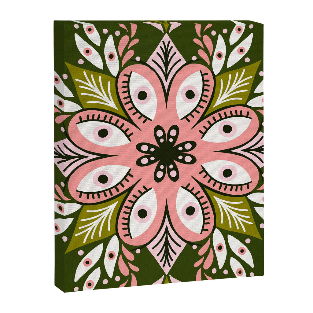 Psychedelic Mandala - Sage & Pink Canvas Print Gallery Image 8