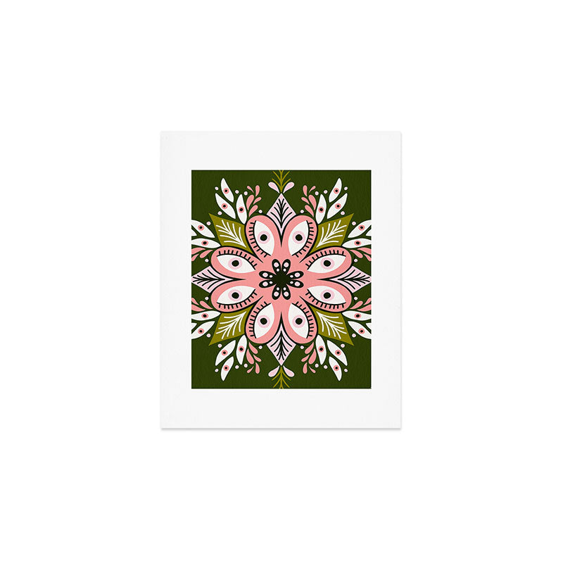 Psychedelic Mandala - Sage & Pink Art Print Gallery Image 1