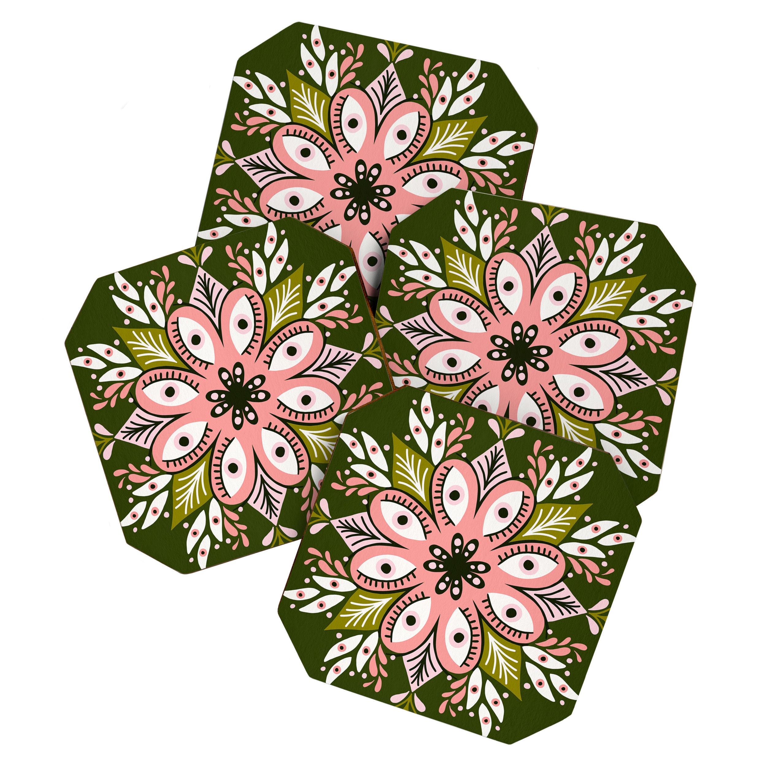 Psychedelic Mandala - Sage & Pink Coaster Gallery Image 1