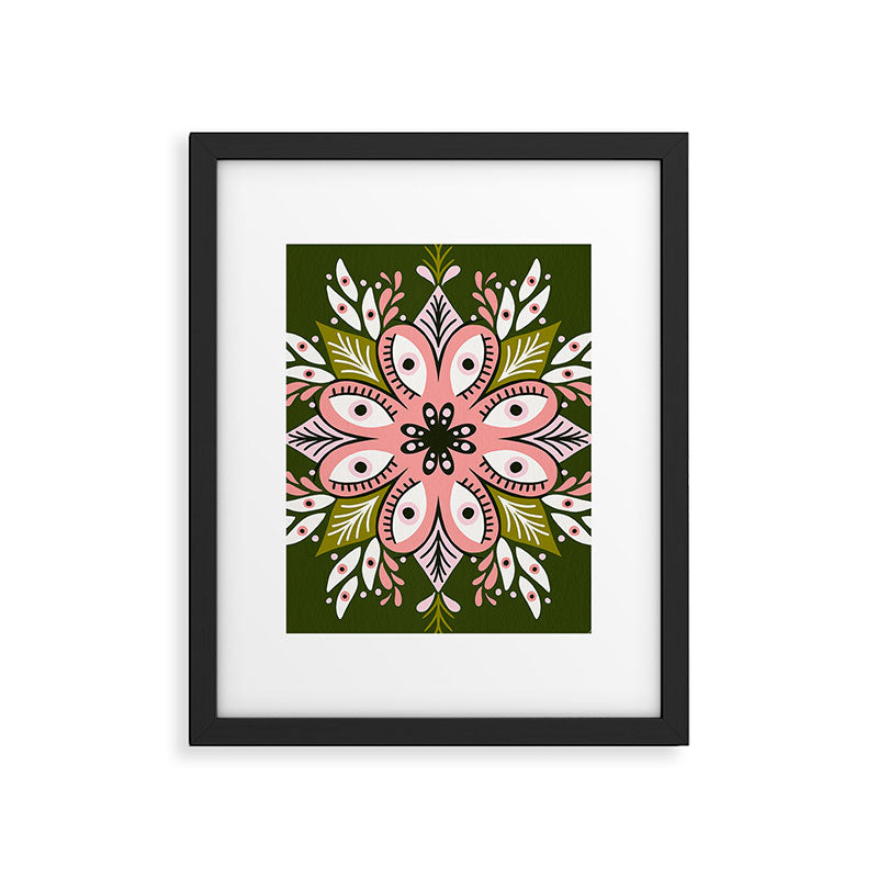 Psychedelic Mandala - Sage & Pink Framed Art Print Gallery Image 6