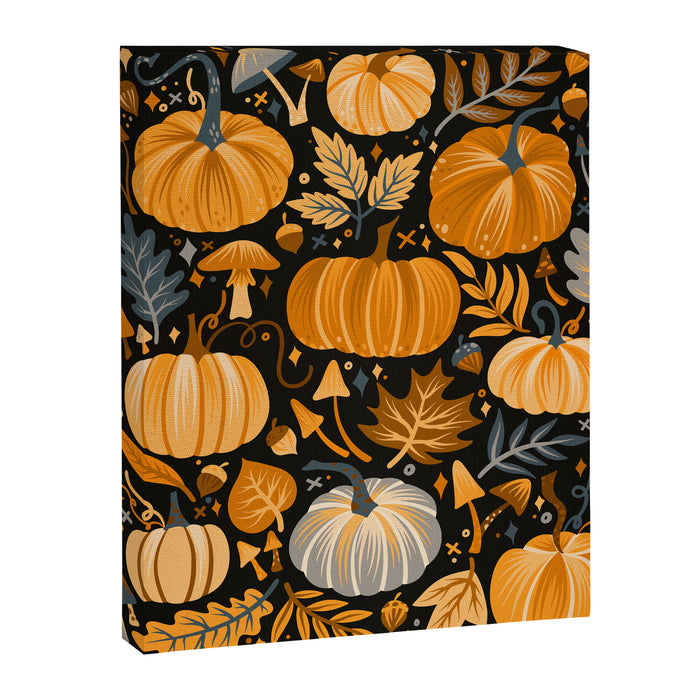 Pumpkin Confetti - Orange on Charcoal Canvas Print Gallery Image 1