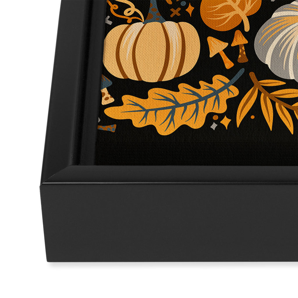 Pumpkin Confetti - Orange on Charcoal Framed Canvas Print Gallery Image 3