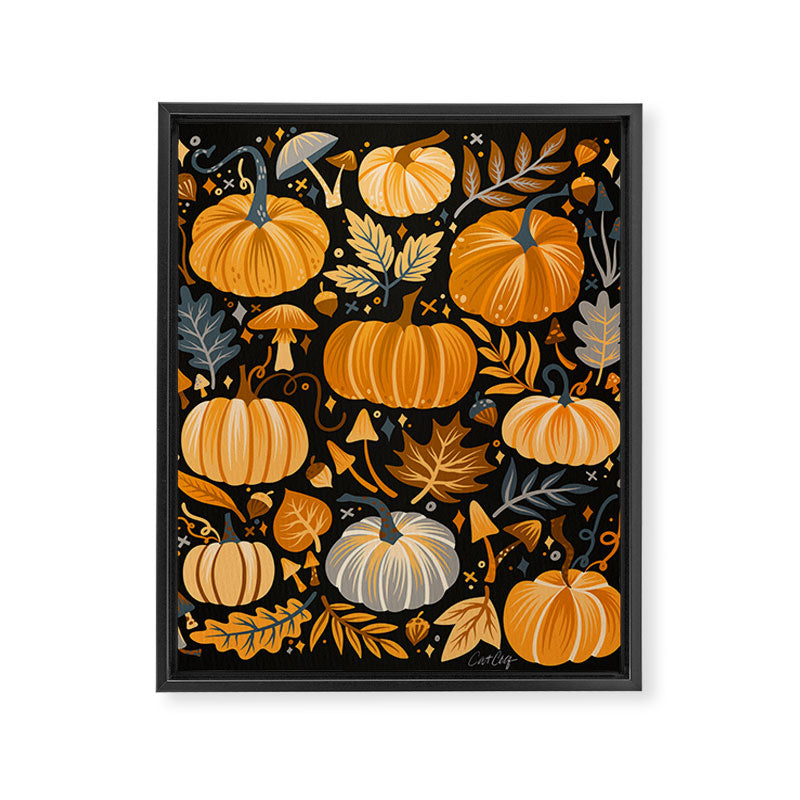 Pumpkin Confetti - Orange on Charcoal Framed Canvas Print Gallery Image 8