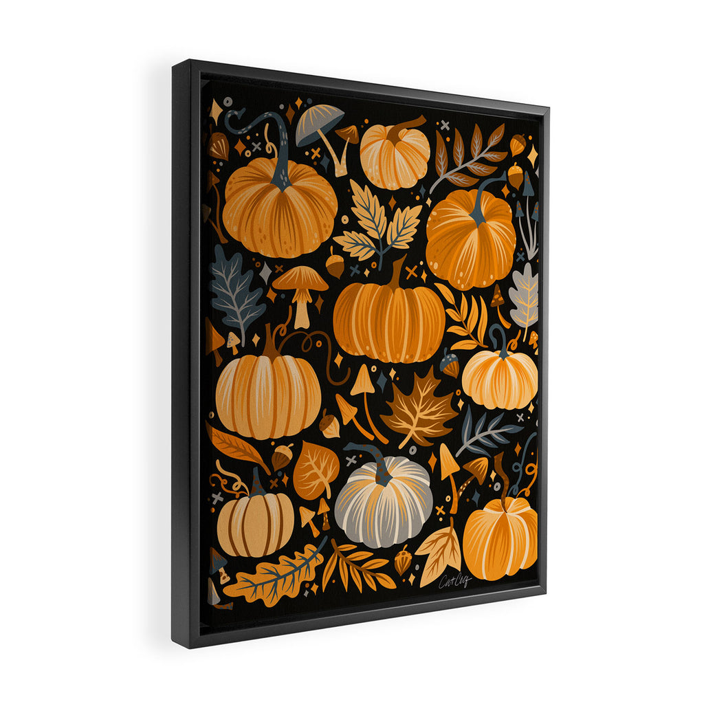 Pumpkin Confetti - Orange on Charcoal Framed Canvas Print Gallery Image 2