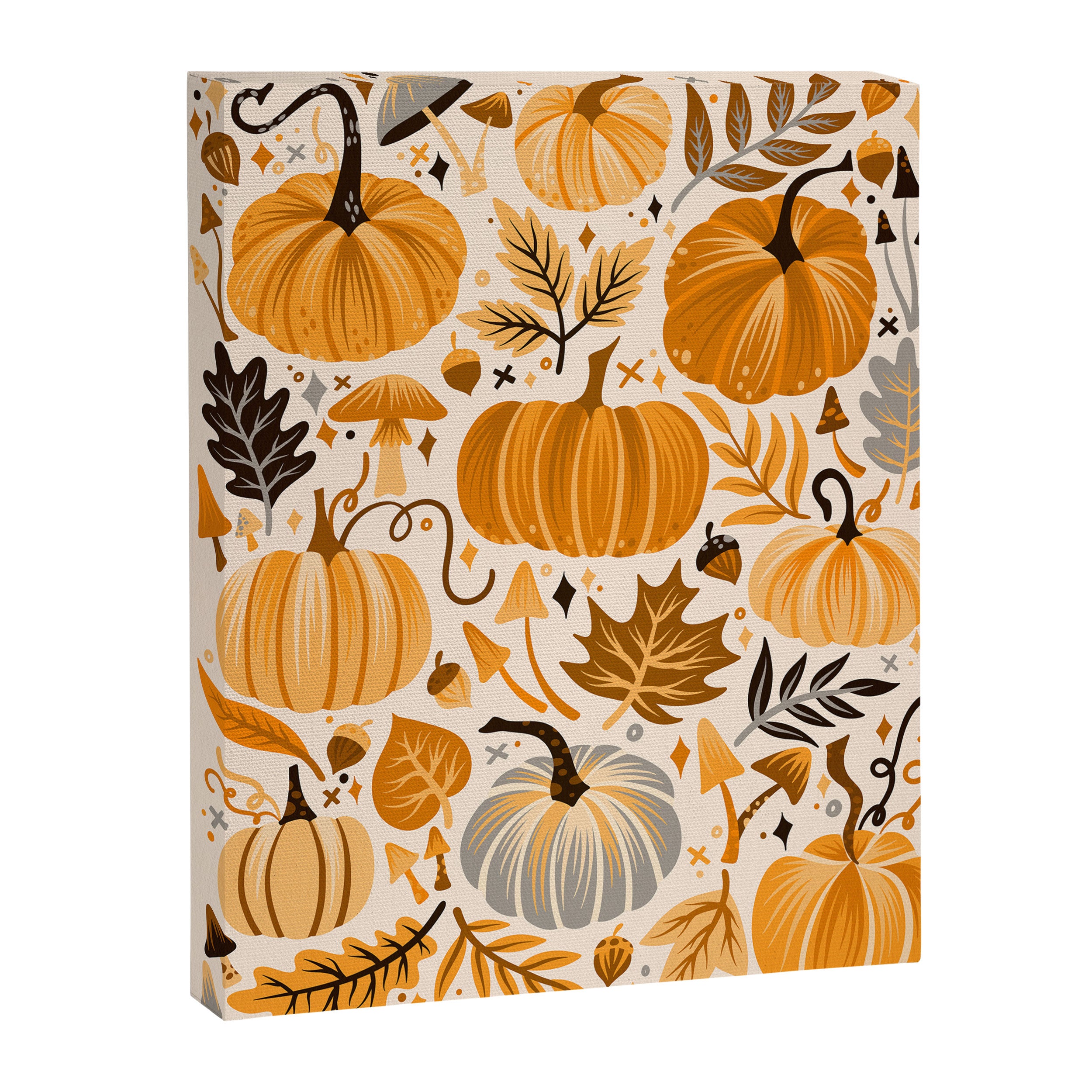 Pumpkin Confetti - Orange on Cream Canvas Print Gallery Image 8