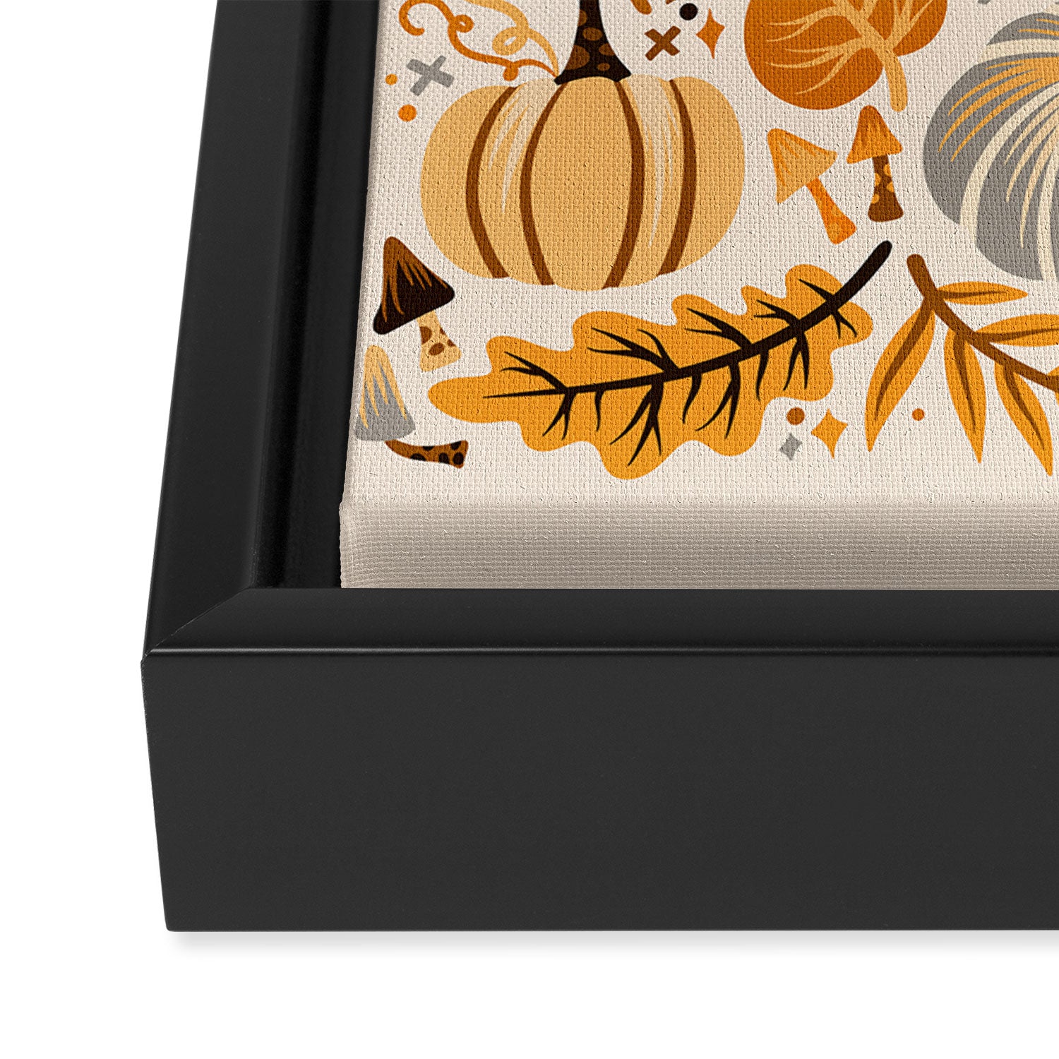 Pumpkin Confetti - Orange on Cream Framed Canvas Print Gallery Image 3