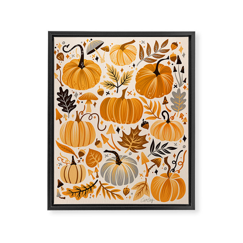Pumpkin Confetti - Orange on Cream Framed Canvas Print Gallery Image 8