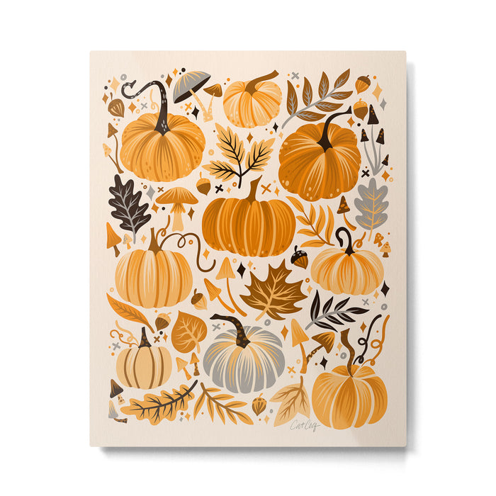 Pumpkin Confetti - Orange on Cream Metal Print Gallery Image 1