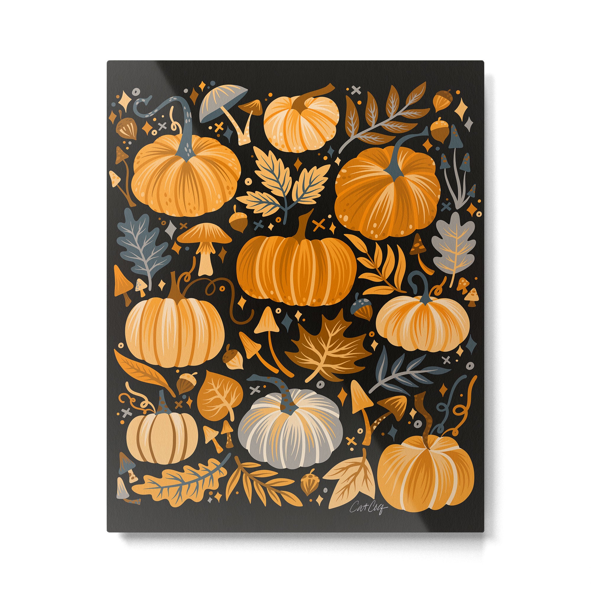 Pumpkin Confetti - Orange on Charcoal Metal Print Gallery Image 6