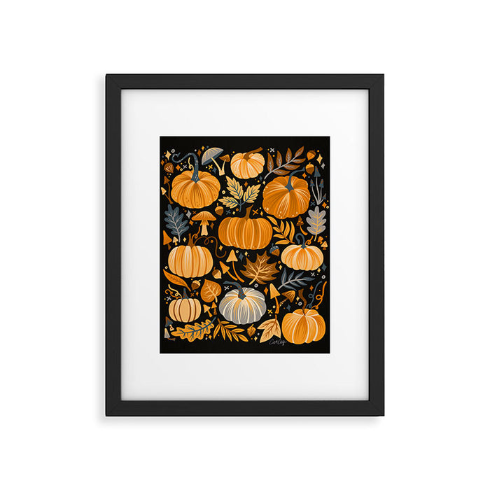 Pumpkin Confetti - Orange on Charcoal Framed Art Print Gallery Image 1