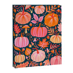 Pumpkin Confetti - Peach on Teal Canvas Print Gallery Image 6