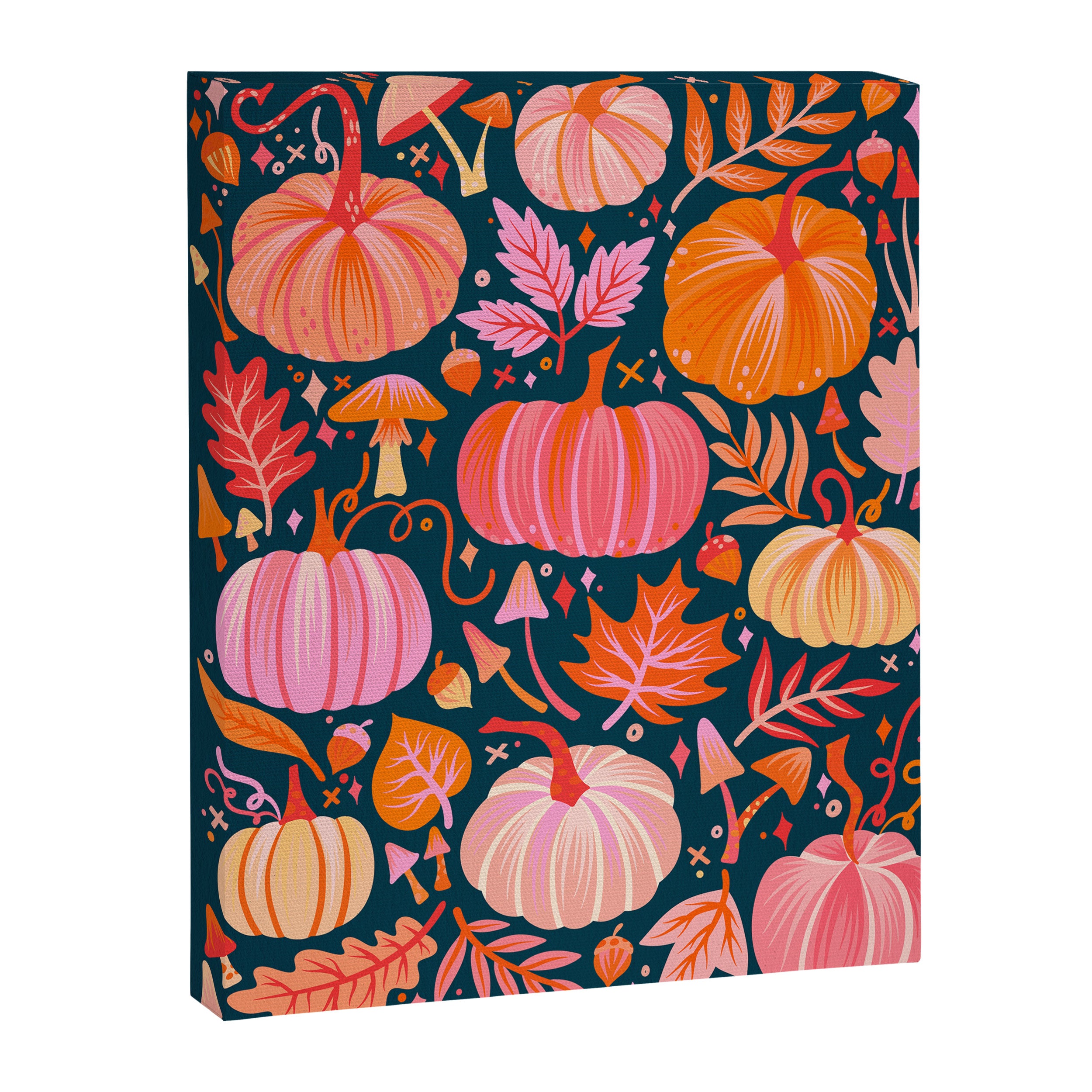 Pumpkin Confetti - Peach on Teal Canvas Print Gallery Image 6