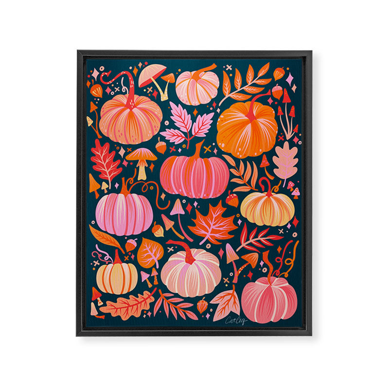 Pumpkin Confetti - Peach on Teal Framed Canvas Print Gallery Image 6