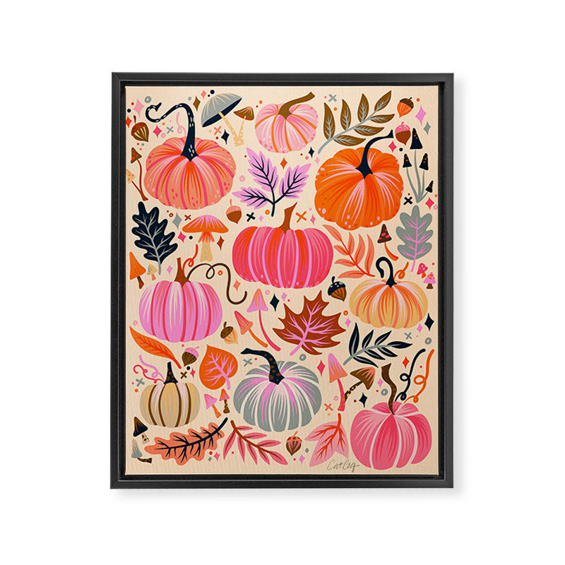 Pumpkin Confetti - Rainbow on Cream Framed Canvas Print Gallery Image 6
