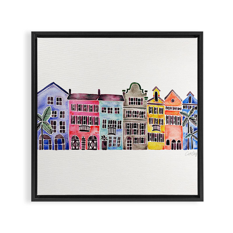 Rainbow Row - Charleston Framed Canvas Print Gallery Image 3