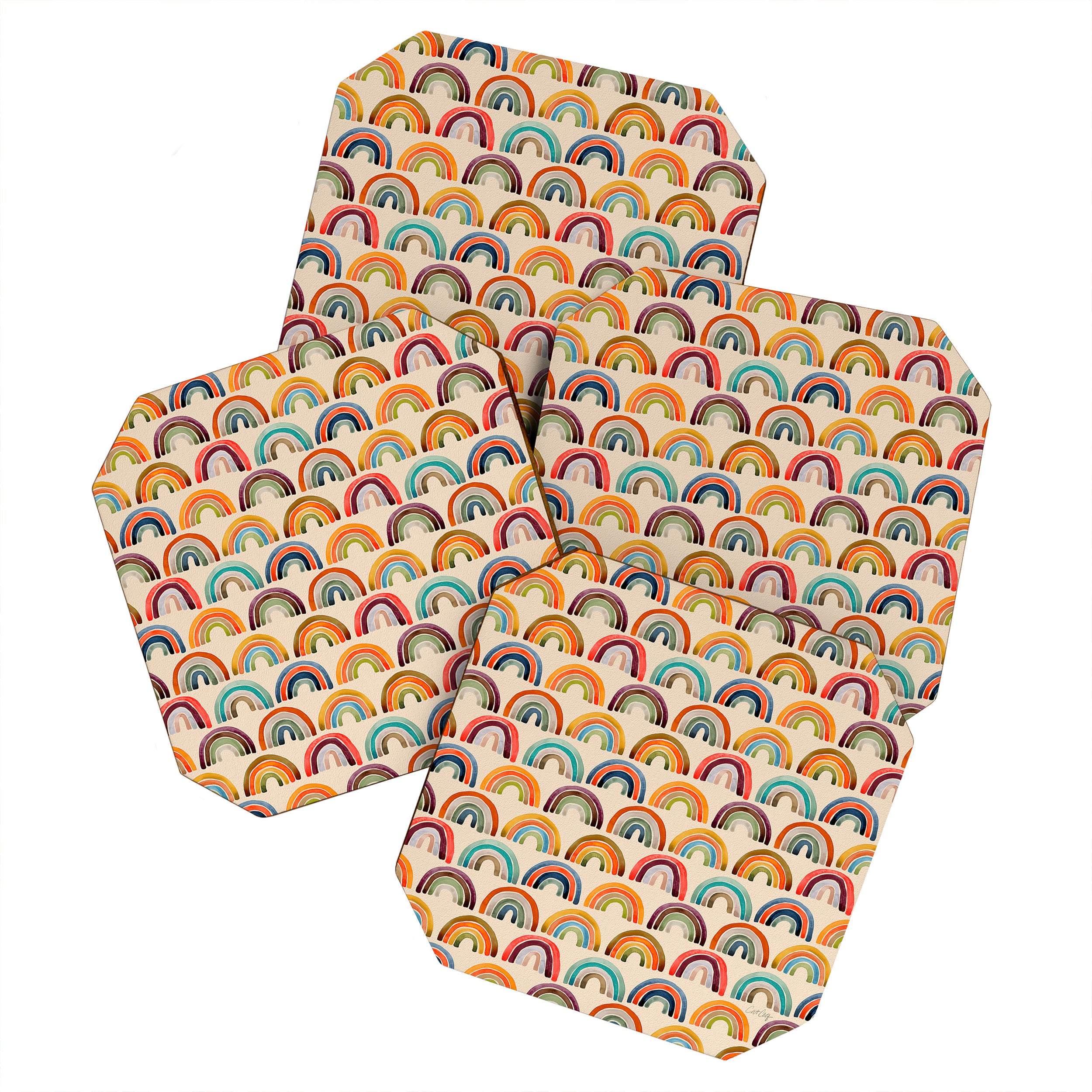 Rainbow Watercolor - Retro Palette Coaster Gallery Image 1
