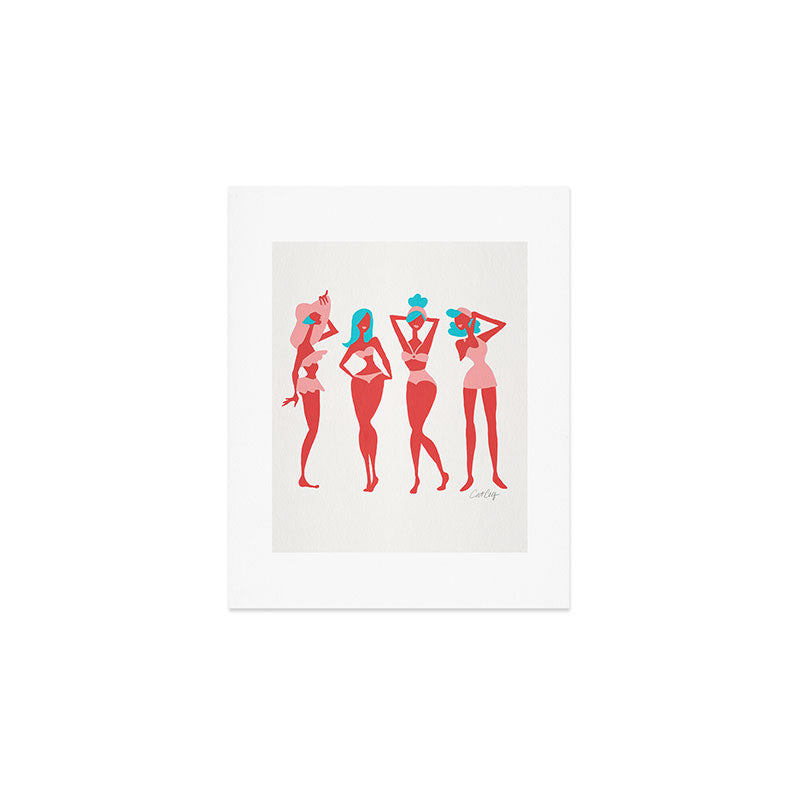 Beach Bombshells - Cyan & Coral Palette Art Print Gallery Image 1