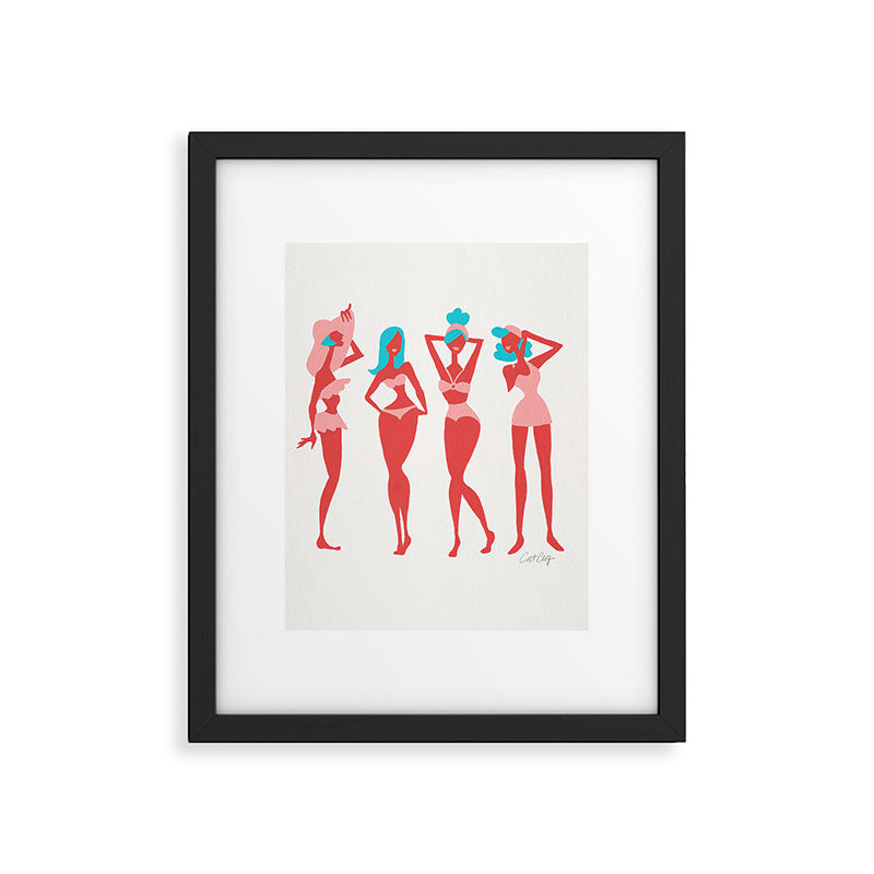 Beach Bombshells - Cyan & Coral Palette Framed Art Print Gallery Image 4