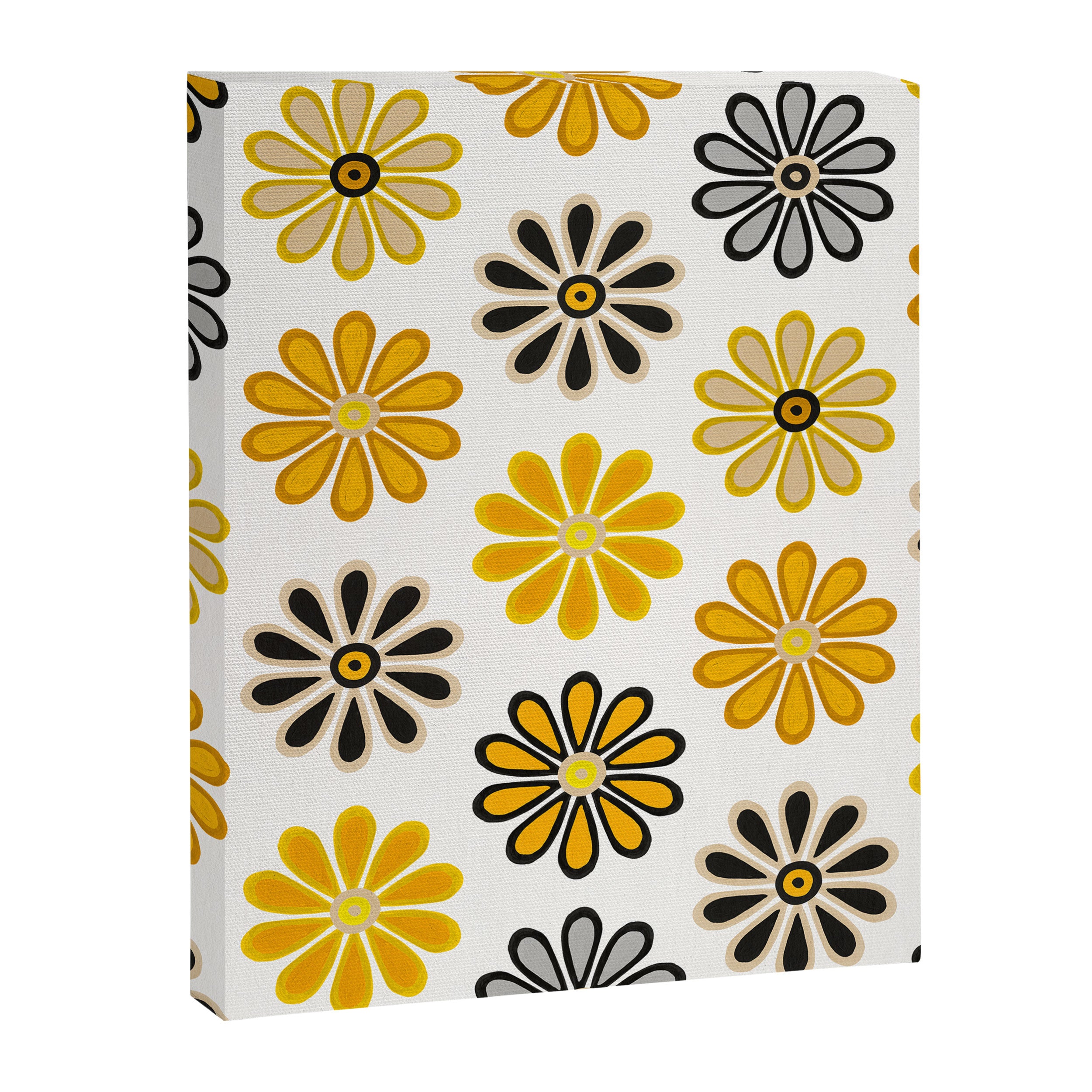 Retro Florals â Yellow & Black Canvas Print Gallery Image 8