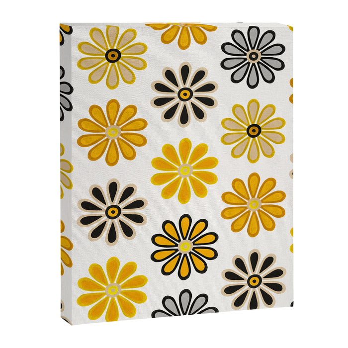 Retro Florals â Yellow & Black Canvas Print Gallery Image 1