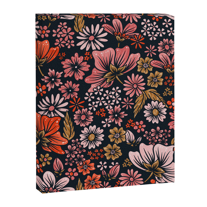 Retro Flower Power - Denim & Pink Canvas Print Gallery Image 1