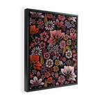 Retro Flower Power - Denim & Pink Framed Canvas Print Gallery Image 2