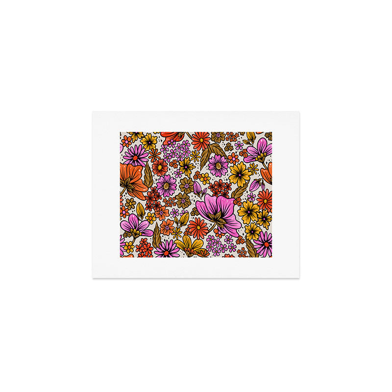 Retro Flower Power - Pink & Red Art Print Gallery Image 1