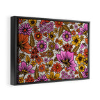 Retro Flower Power - Pink & Red Framed Canvas Print Gallery Image 2