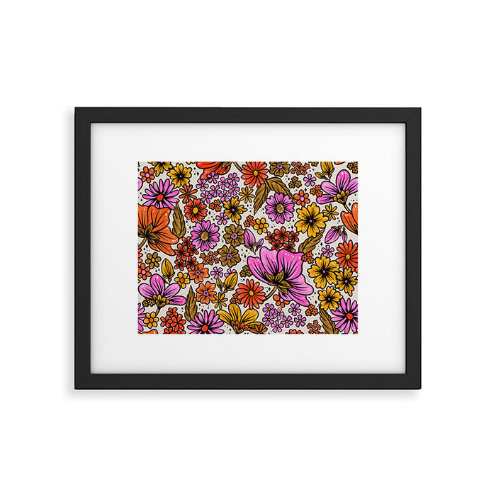 Retro Flower Power - Pink & Red Framed Art Print Gallery Image 1