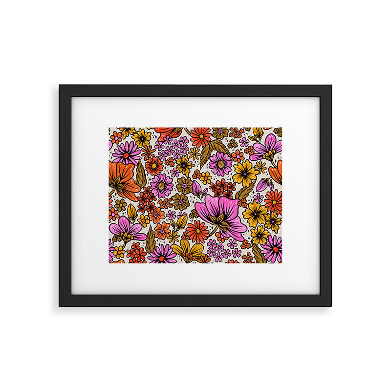 Retro Flower Power - Pink & Red Framed Art Print Gallery Image 6