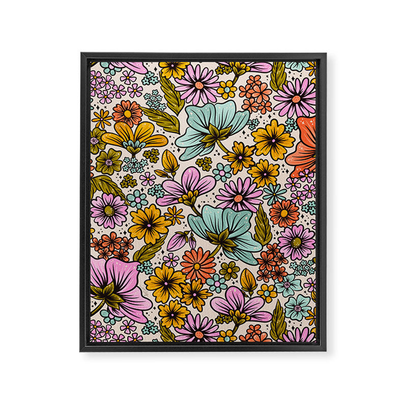 Retro Flower Power - Spring Palette Framed Canvas Print Gallery Image 8
