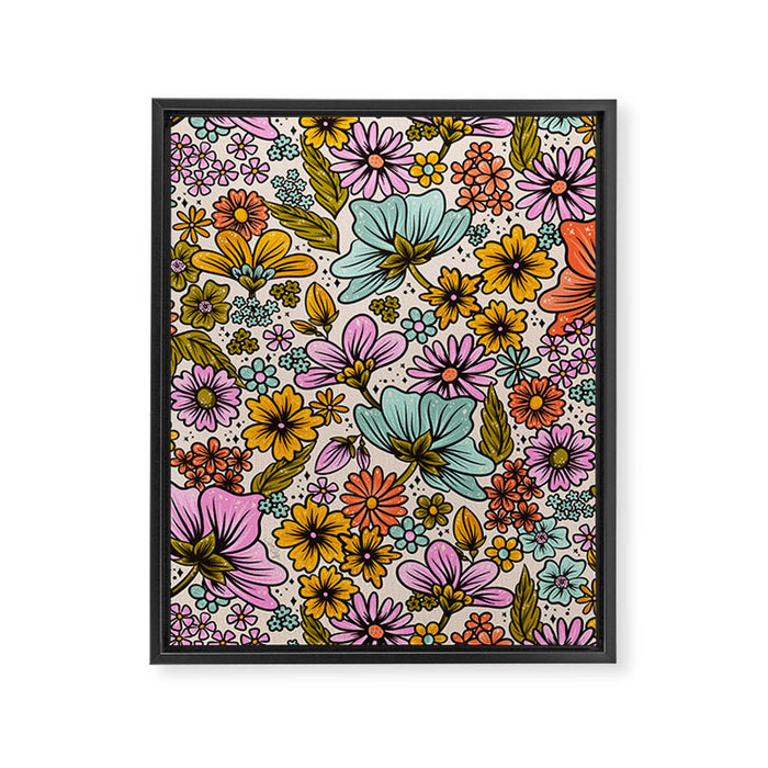 Retro Flower Power - Spring Palette Framed Canvas Print Gallery Image 1